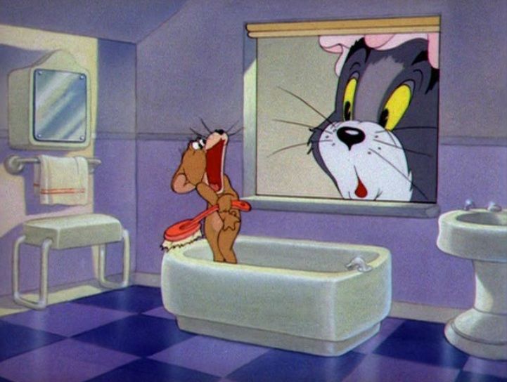 Peeping Tom meme - Tom & Jerry in the bath