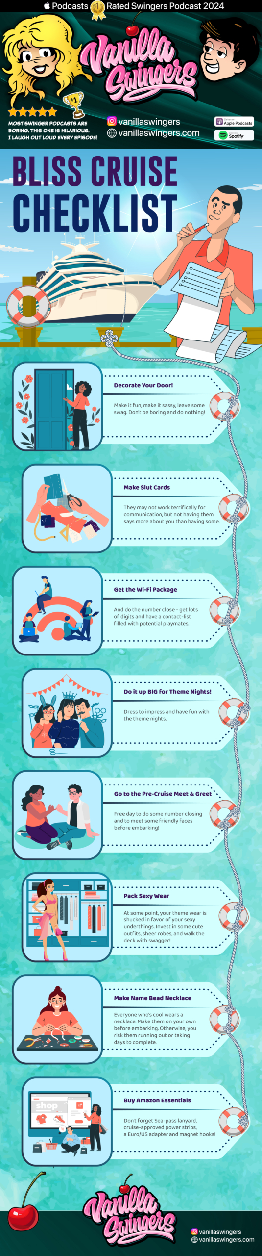 Bliss Swinger Cruise checklist infographic