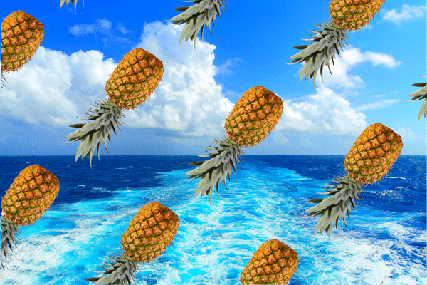 Upside down pineapples on a cruise