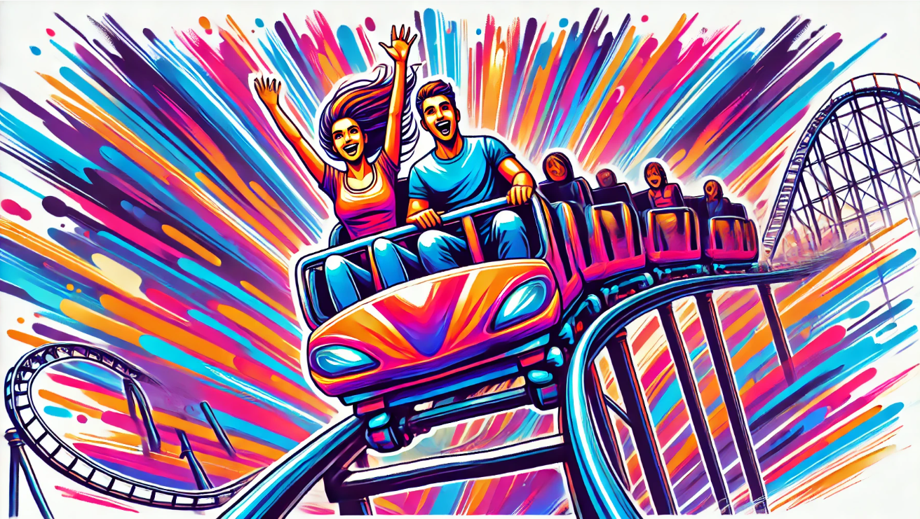 Swinger couple on roller coaster of NRE