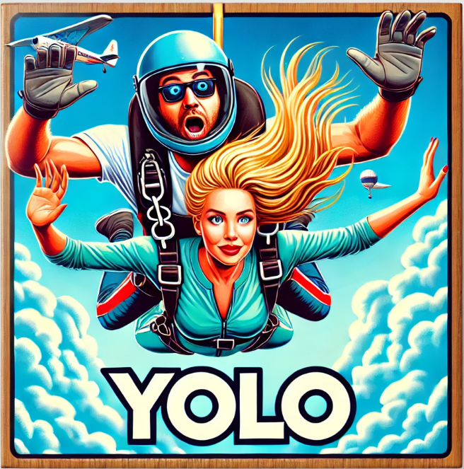 YOLO funny tandem skydiving meme